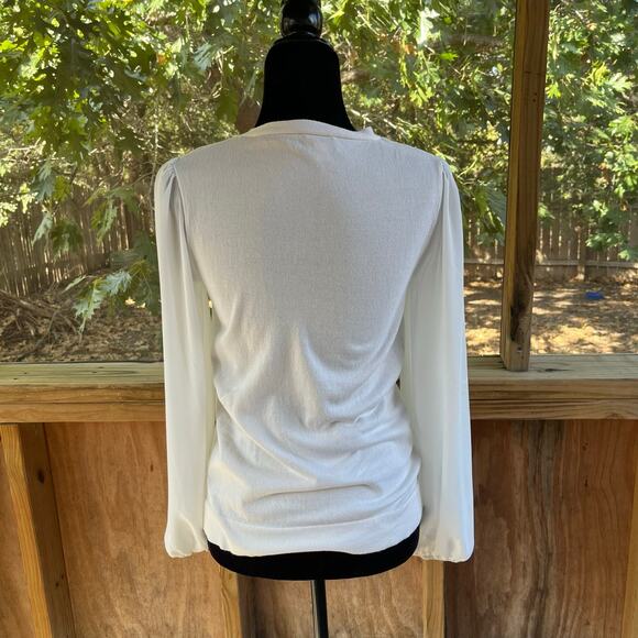 J. Crew Women's Mixed-Media Sweater With Bow Ivory Size S - Picture 3 of 7